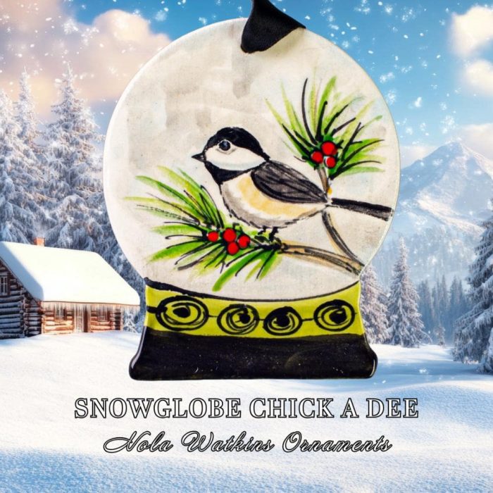 Snow Globe Chickadee Christmas Ornament
