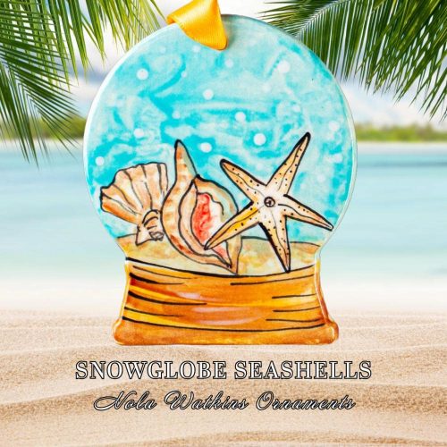 Snow Globe Sea Shells Christmas Ornament