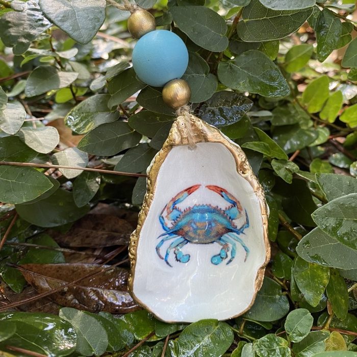 Blue Crab Oyster Christmas Ornament