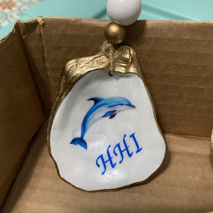 Hilton Head Island Dolphin Oyster Christmas Ornament