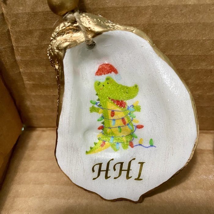 Hilton Head Island Gator Oyster Christmas Ornament
