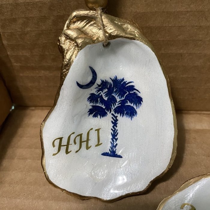 Hilton Head Island Palmetto Tree Oyster Christmas Ornament