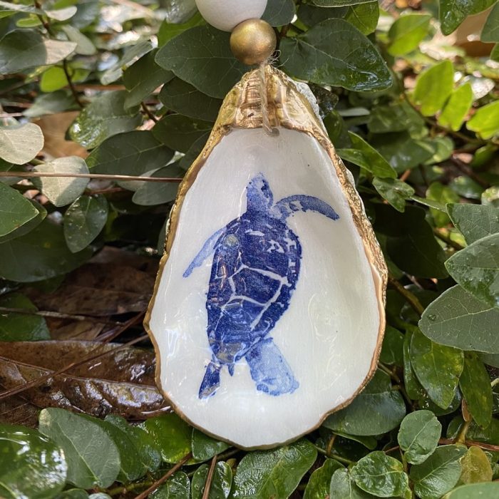 Loggerhead Turtle Oyster Christmas Ornament