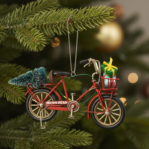 Red Bicycle Ornament with Tree